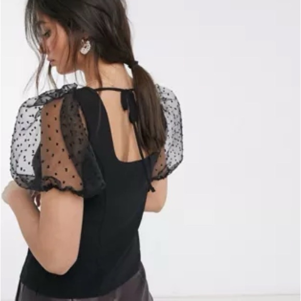 ASOS Design Back Tie Puff Sleeve Top